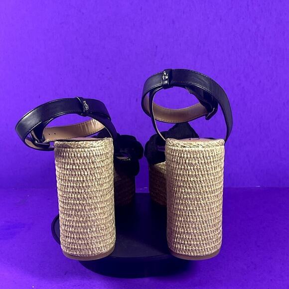 Sam Edelman Black Theresa 2 Block Heel Ankle Strap Square Toe Sandals Size 10 - Picture 4 of 8